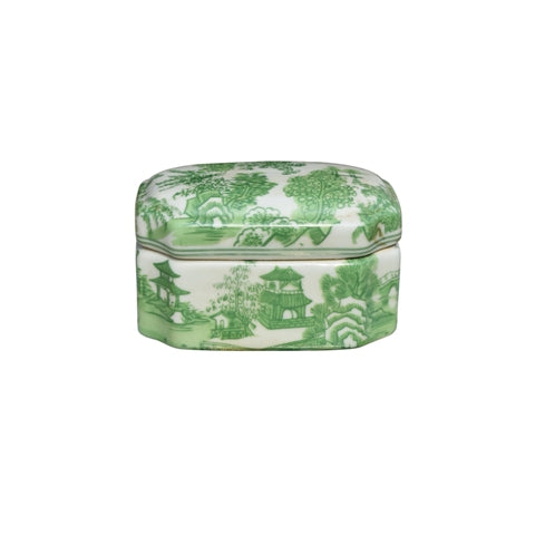 Green and White Chinoiserie Box