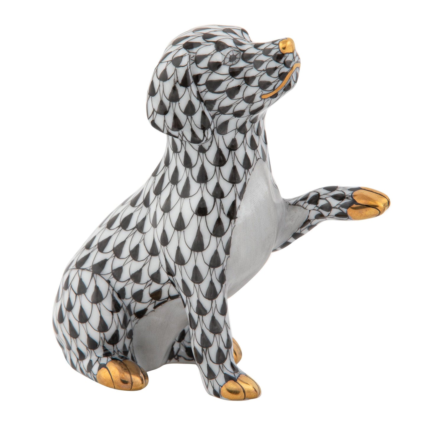 Herend Dog Shaking Hands Blue