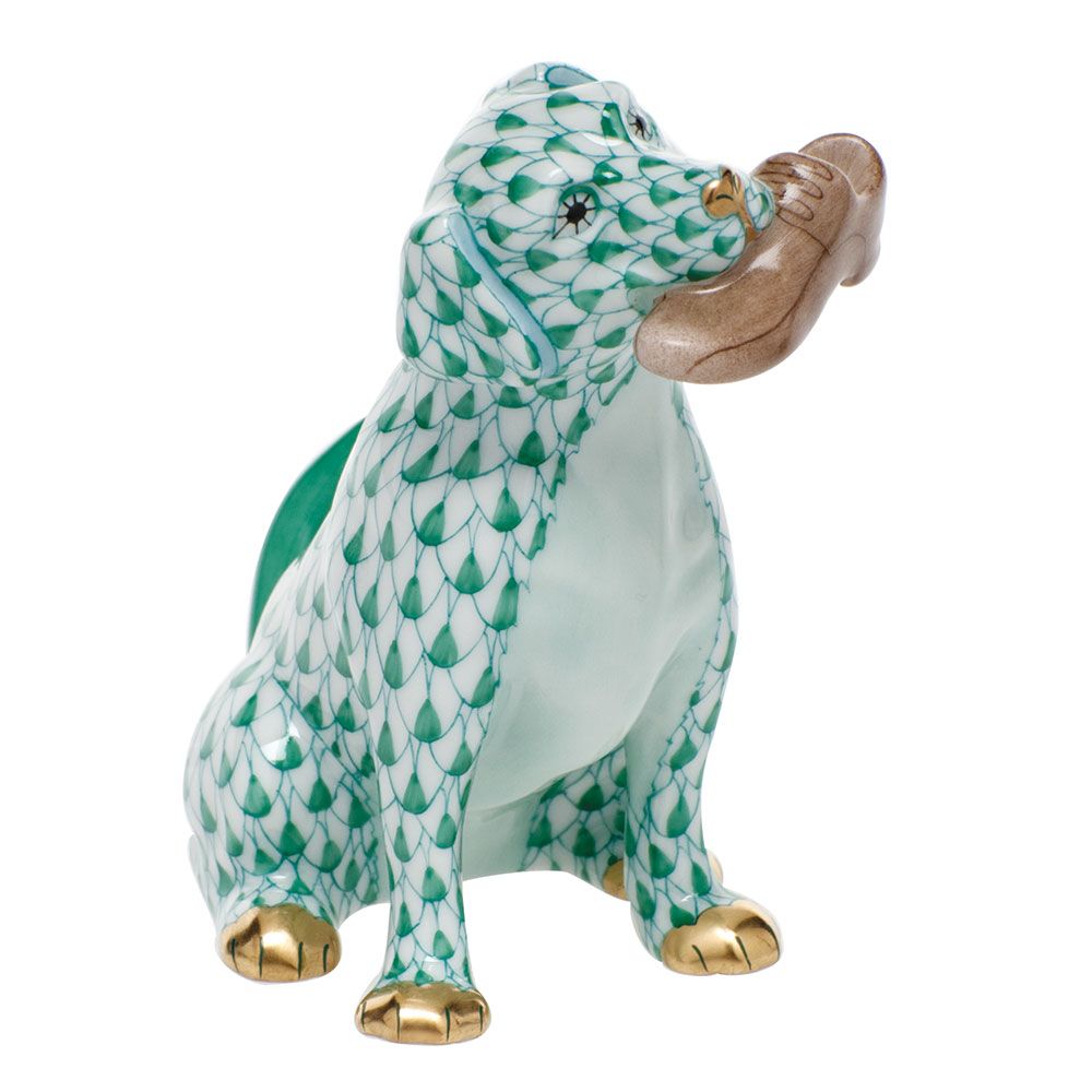 Herend Bella Dog with Shoe Green