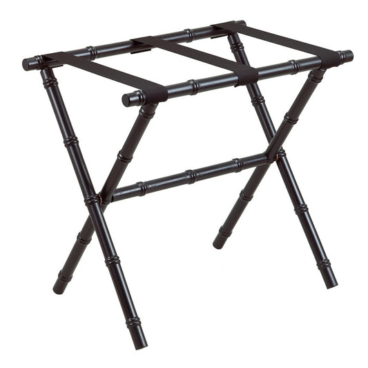 Wooden Bamboo Inspired Luggage Rack Black & Black