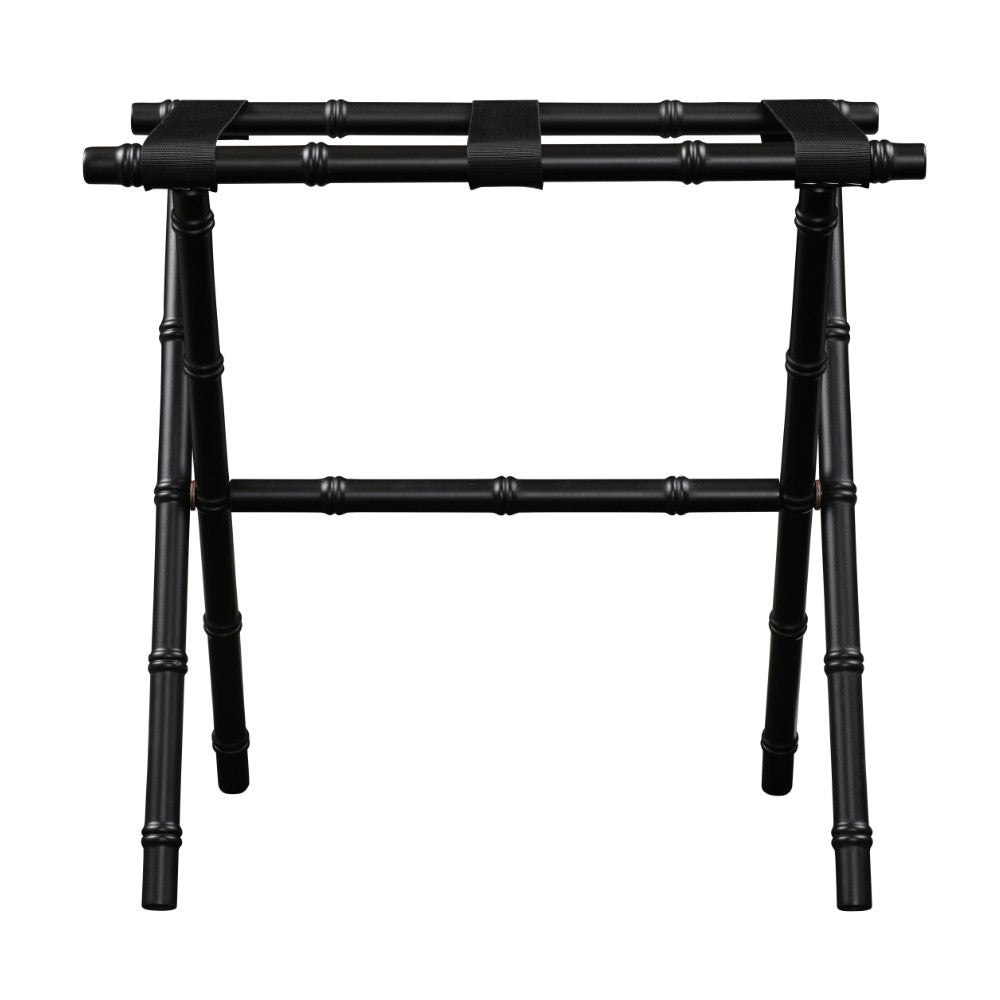 Wooden Bamboo Inspired Luggage Rack Black & Black