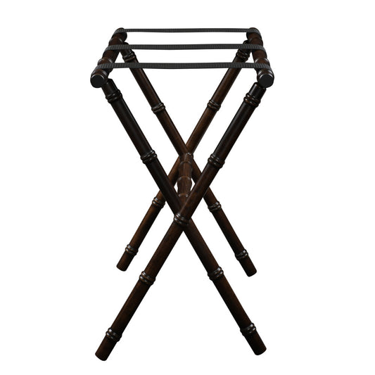 Wooden Bamboo Luggage Rack Dark Walnut & Black