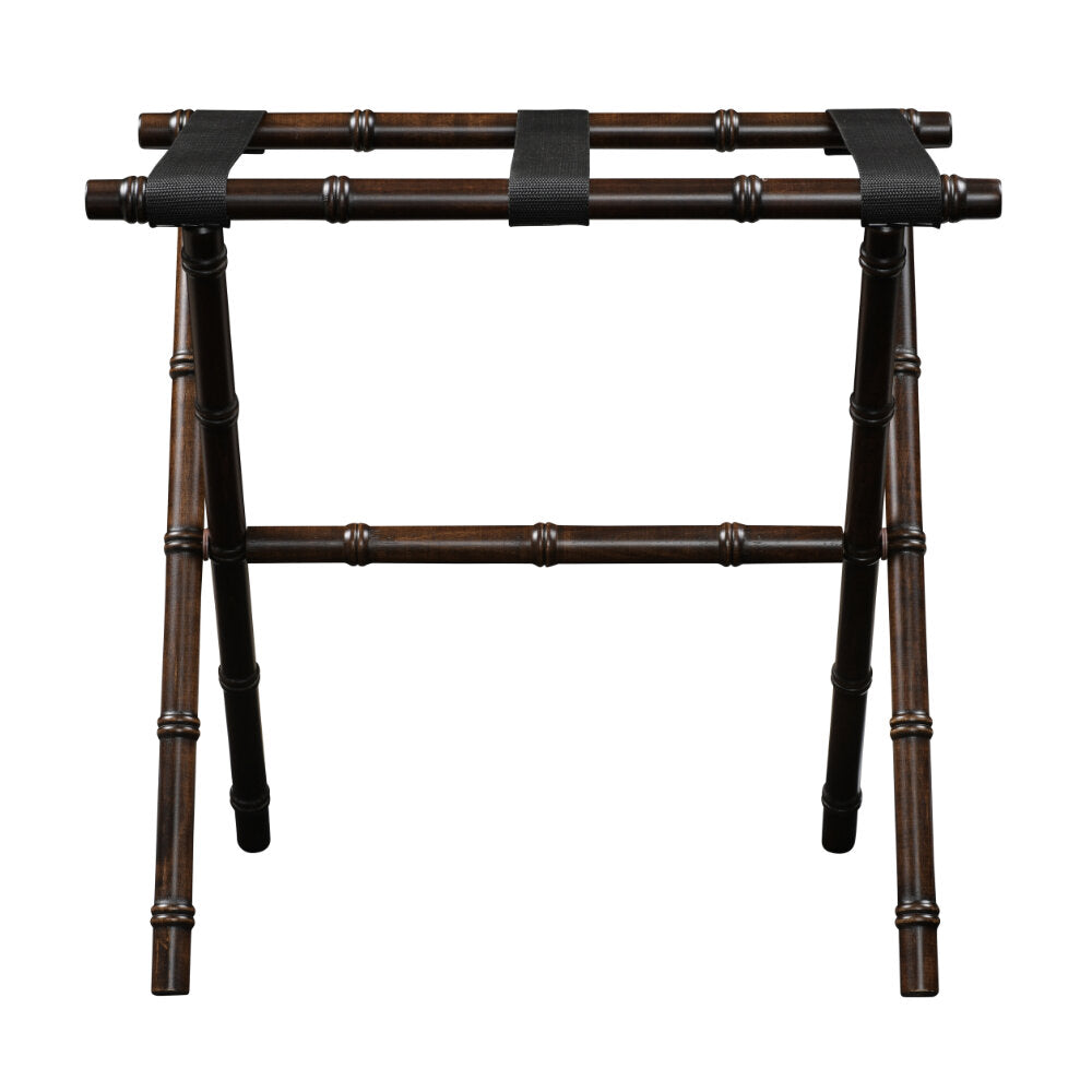 Wooden Bamboo Luggage Rack Dark Walnut & Black