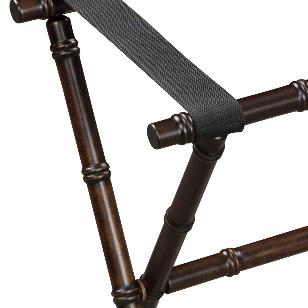 Wooden Bamboo Luggage Rack Dark Walnut & Black