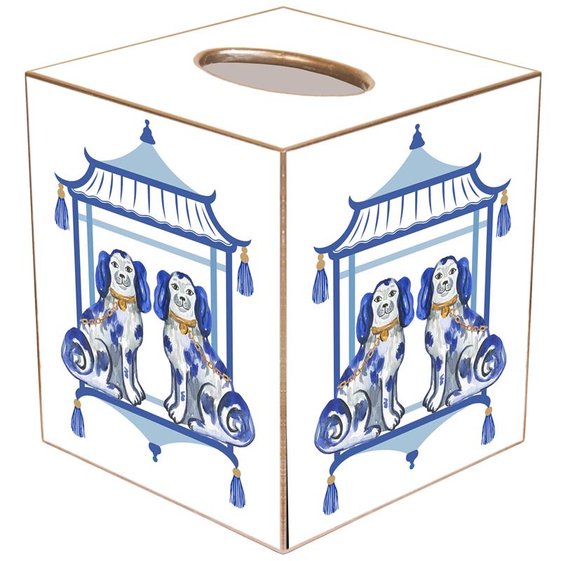 Blue Staffordshire Dog Tissue Box