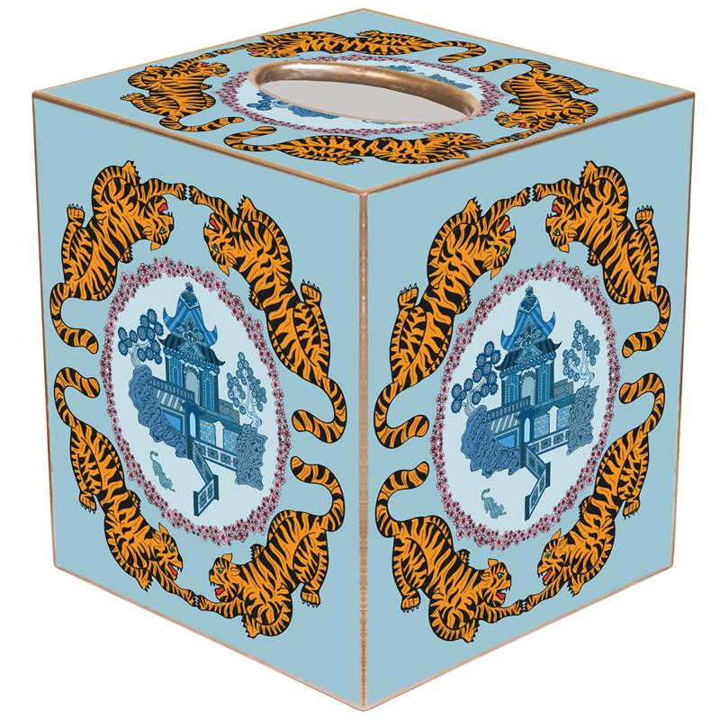 Tigers on Blue Tissue Box Cover