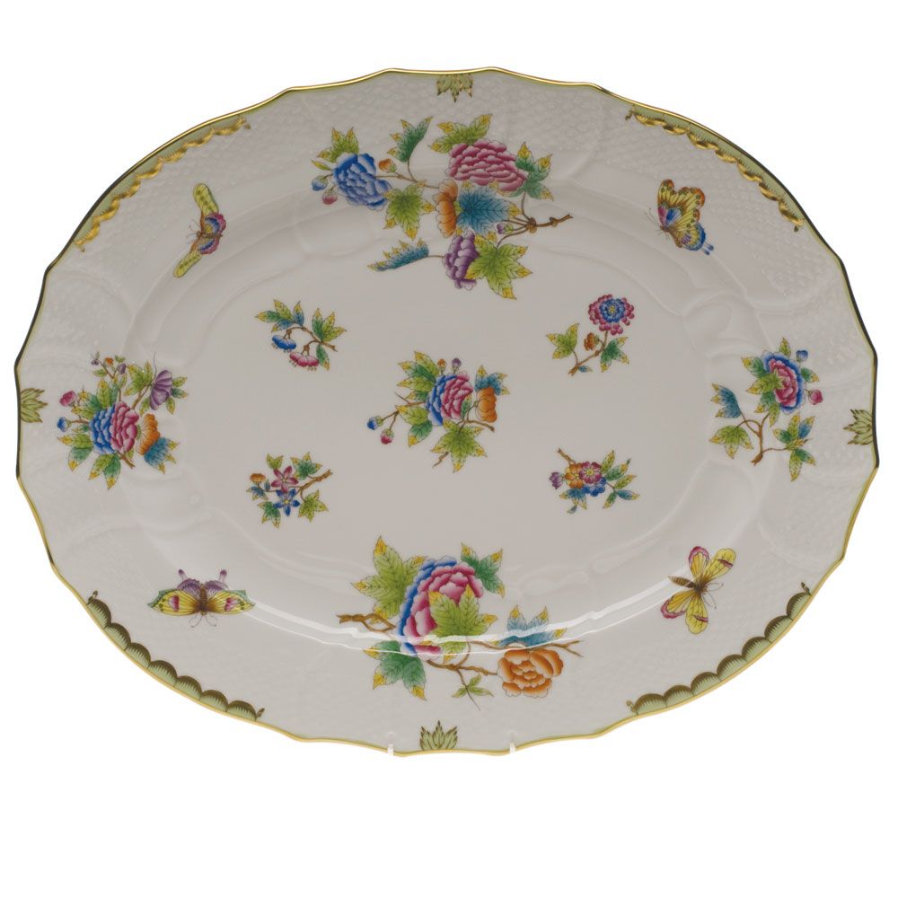 Herend Queen Victoria Green Turkey Platter