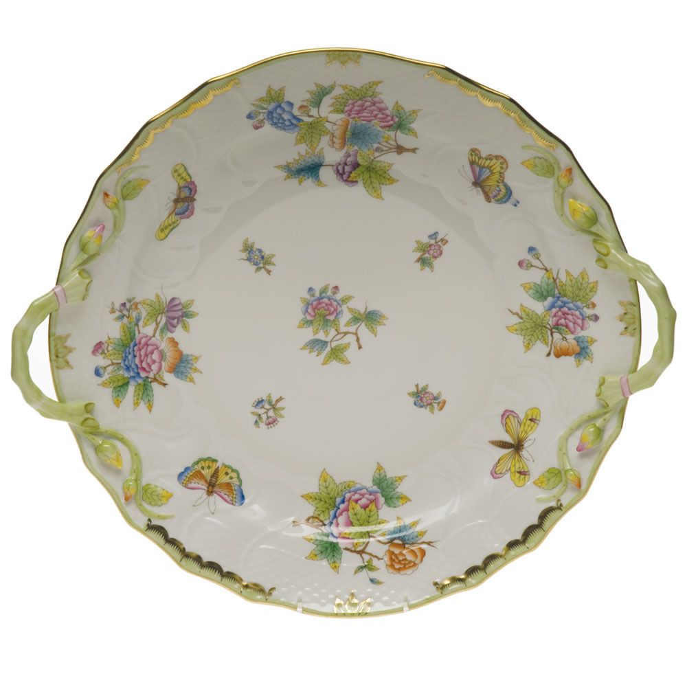 Herend Queen Victoria Green Chop Plate with Handles