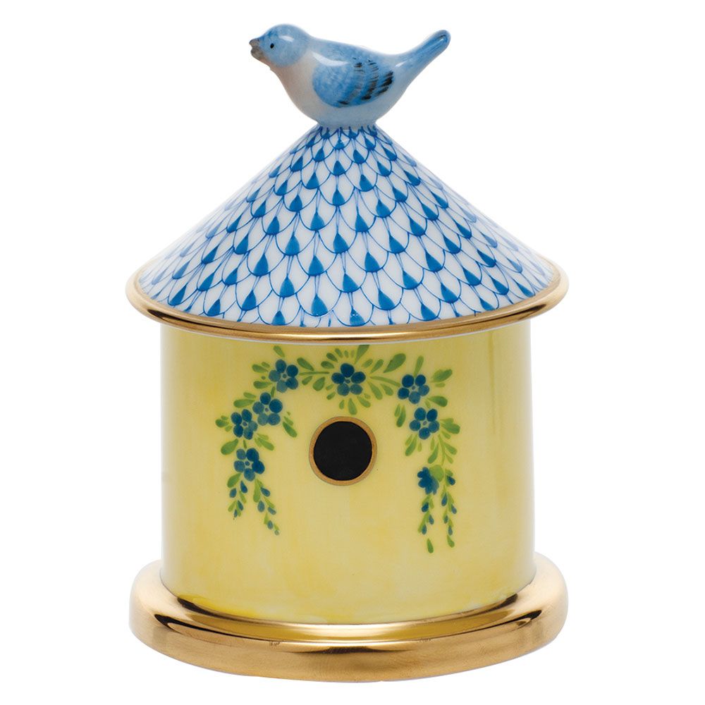 Herend Bird House Box Blue