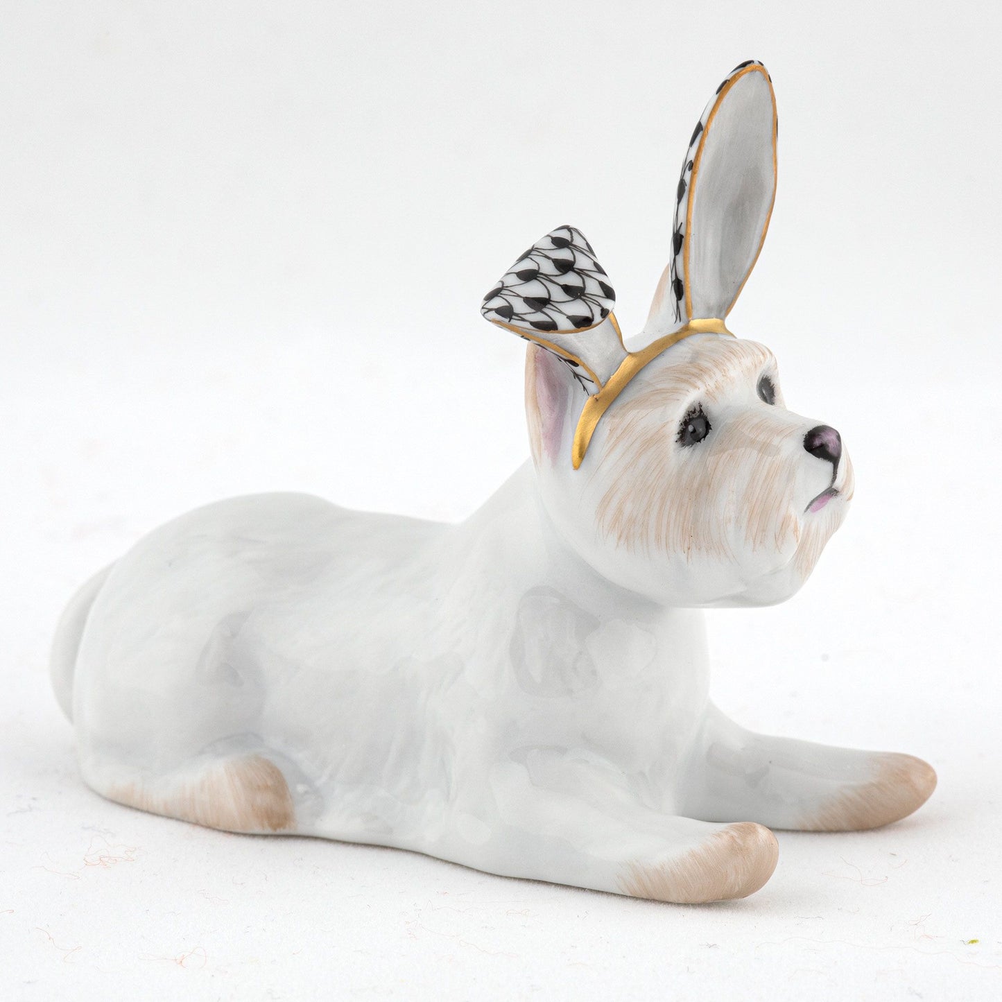 Herend Westie with Bunny Ears Black