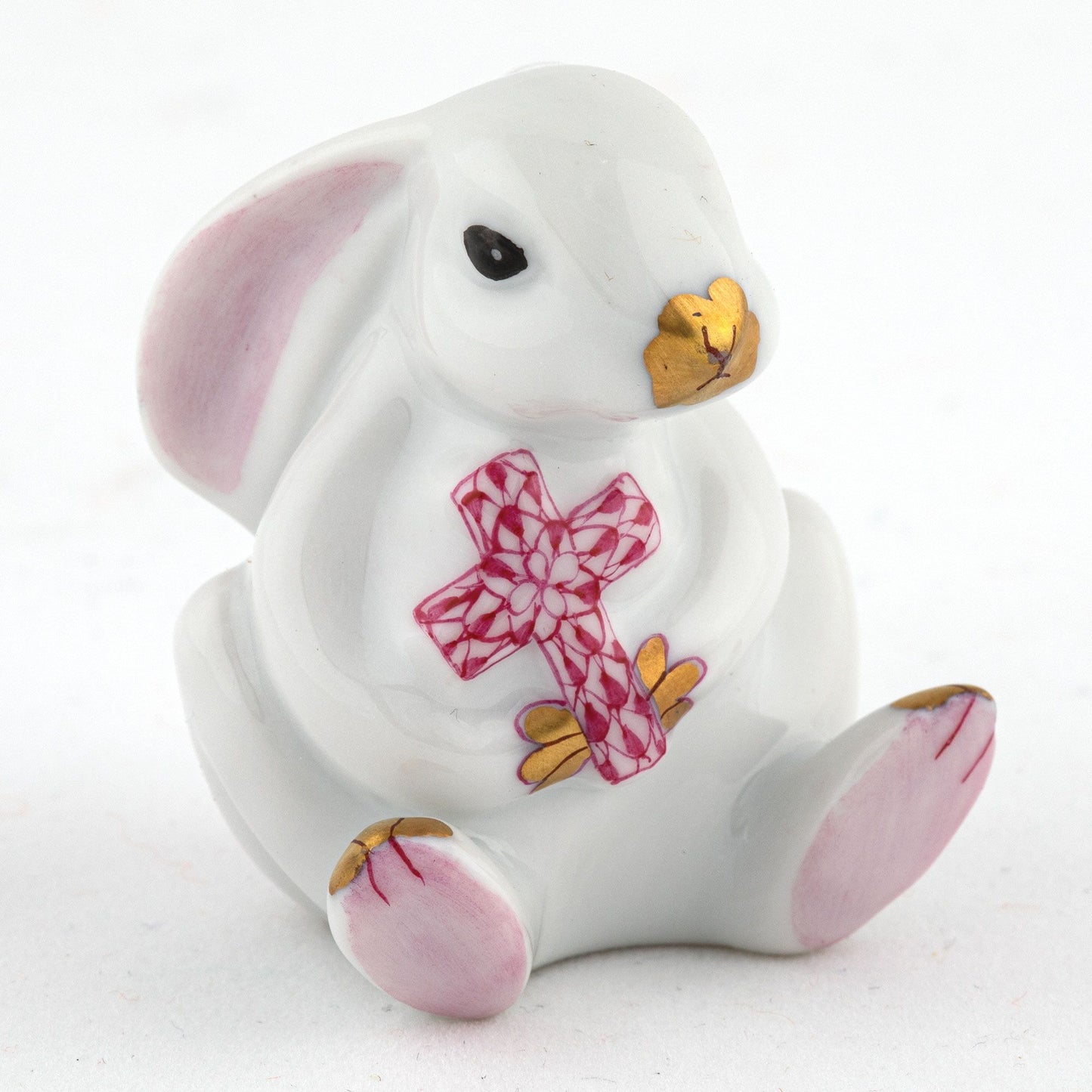 Herend Bunny with Cross Raspberry