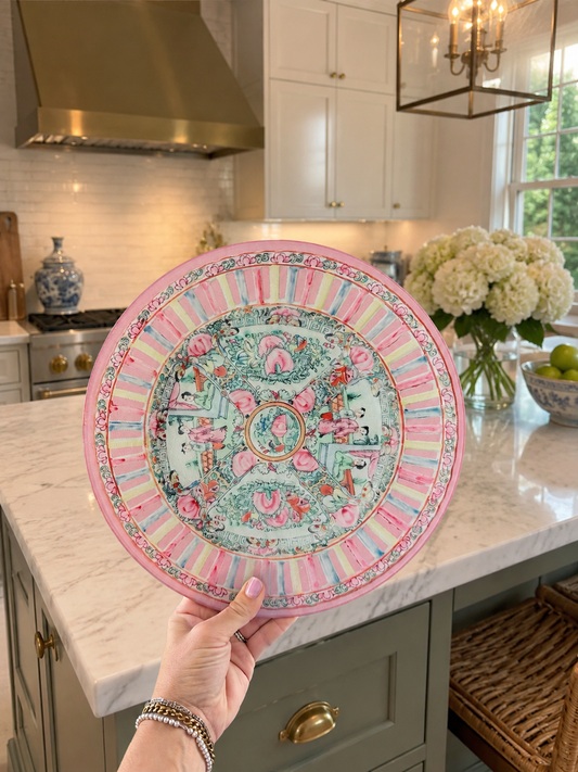 Grandmillennial China Plate Cutting Board: Bok Choy