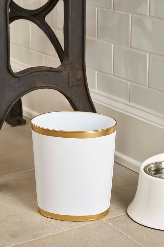 Mattie Oval Wastebasket: White