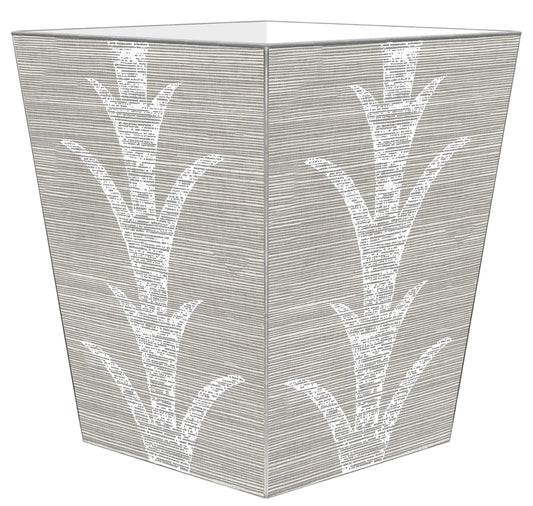 WB8635-Grey Plant Wastepaper Basket: Scalloped Top