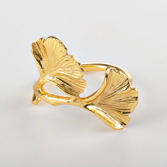 Gingko Napkin Ring: Gold Set of 4