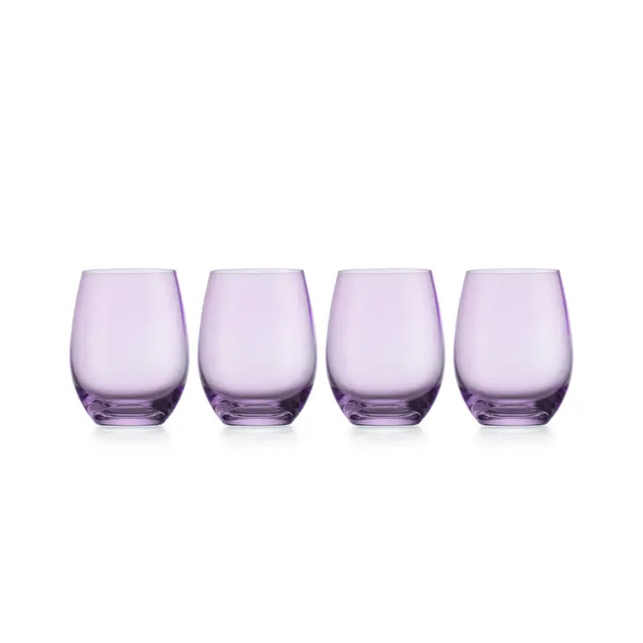 Set of 4 Amethyst Stemless Wine Glasses