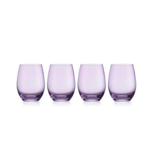 Set of 4 Amethyst Stemless Wine Glasses