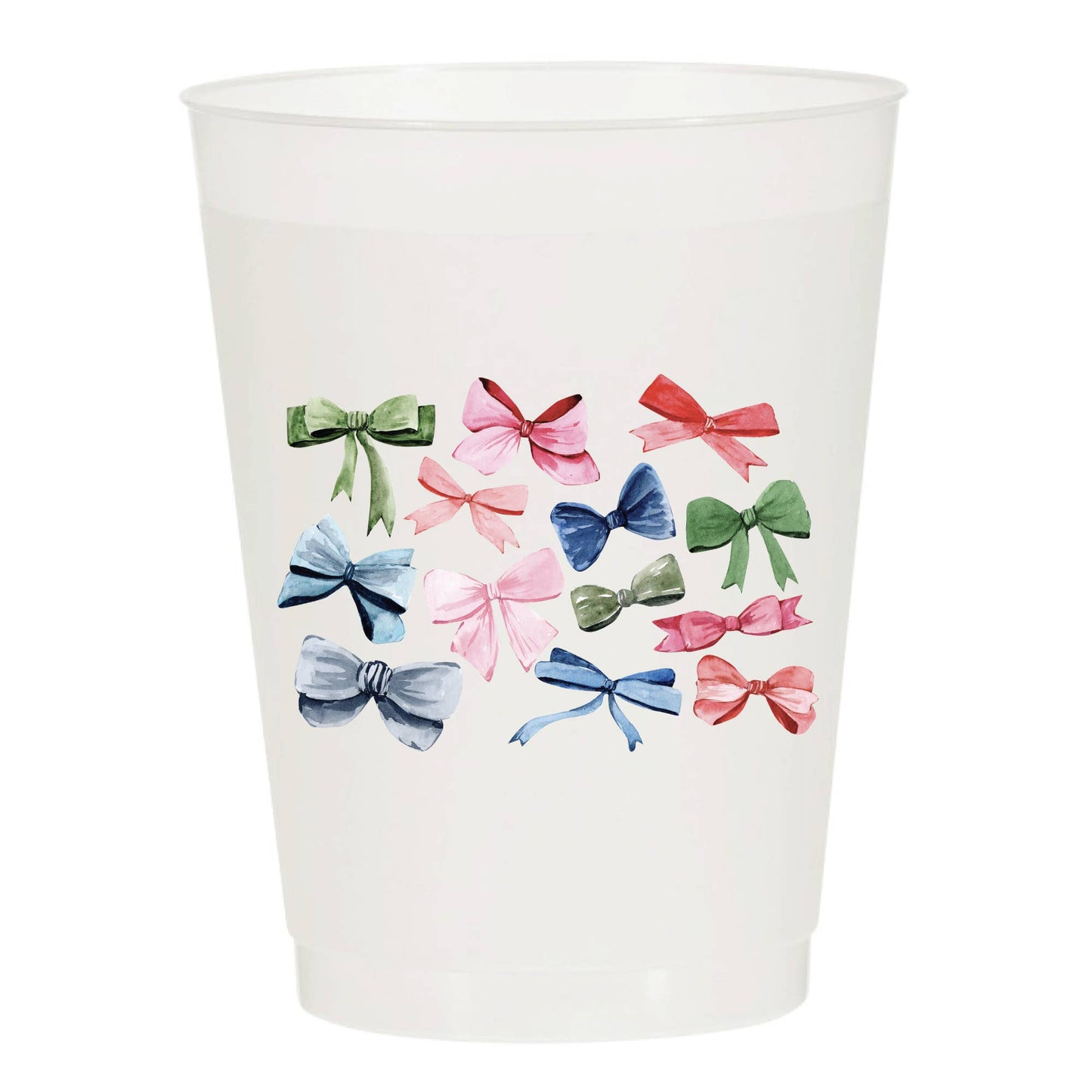 Watercolor Multi-Bows Frosted Cups : Pack of 6