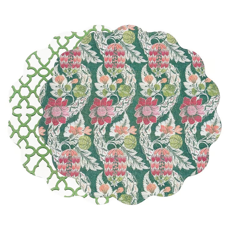 Laurent and Trellis Reversible Round Placemats Set of 4