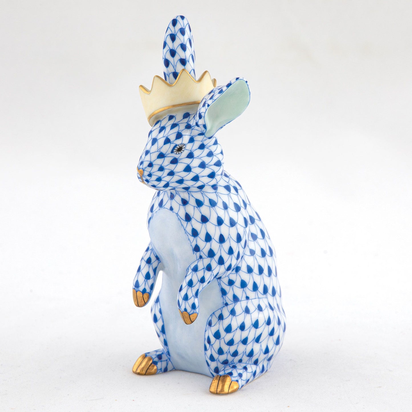 Herend Bunny with Crown Sapphire