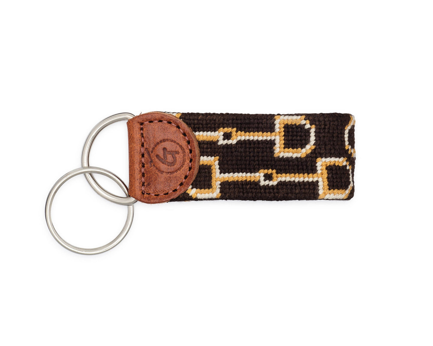 Horse Bits Needlepoint Keychain: Brown
