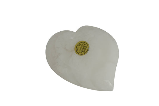 White Alabaster Stone Heart Paperweights 2.5"