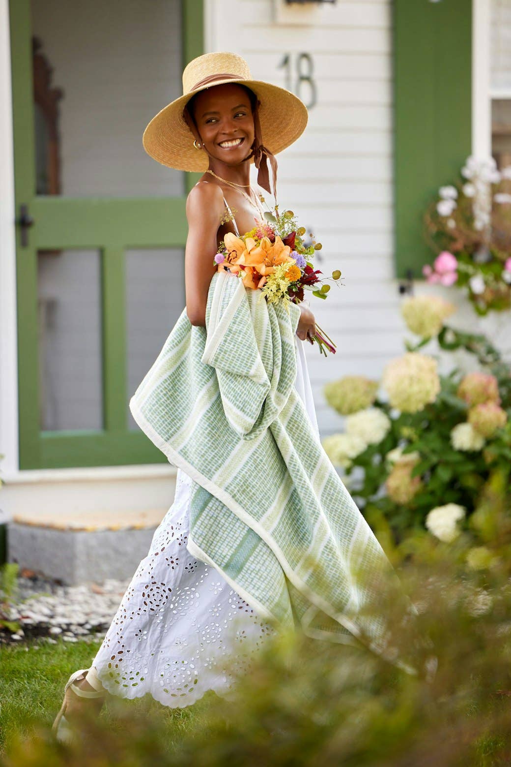 Market Stripe Ocean Fog Blanket: Original