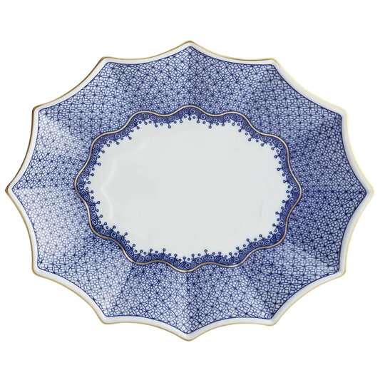 Mottahedeh Blue Lace Fluted Tray Large