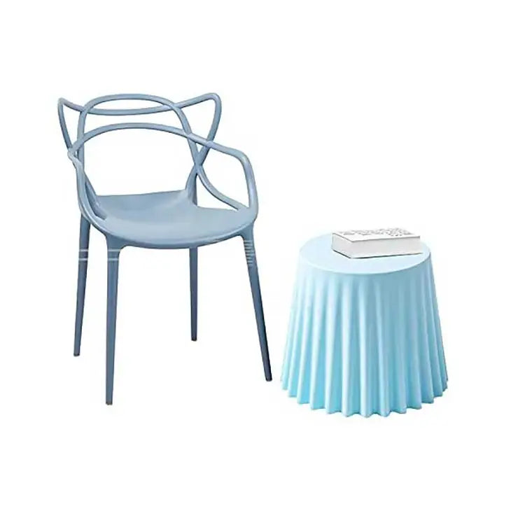 Plastic Draped Stool Ottoman | Blue
