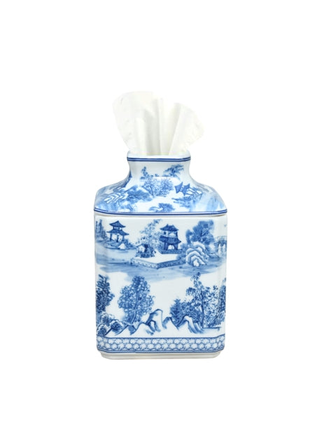 Blue and White Chinoiserie Tissue Box