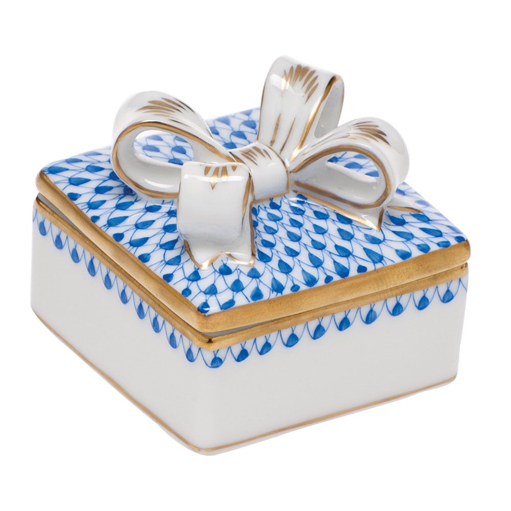 Herend Box with Bow Sapphire