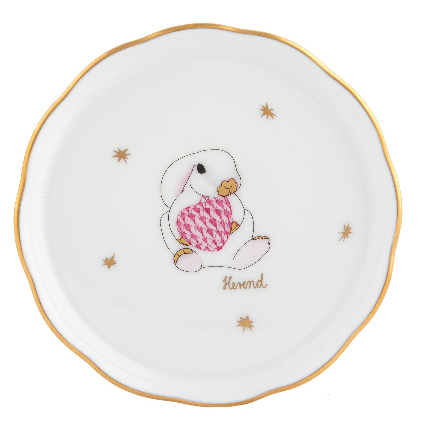 Herend Bunny Coaster Raspberry