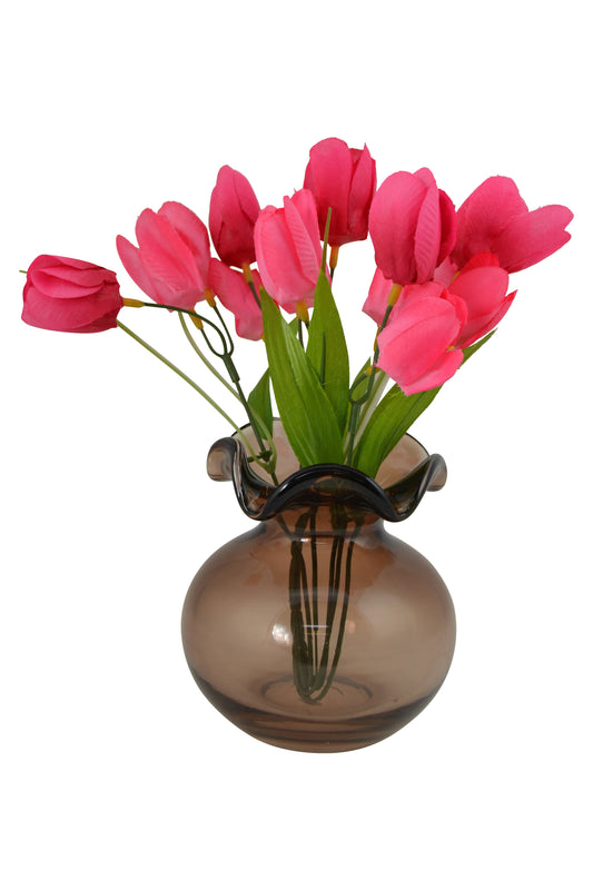 5X5 LIGHT BROWN GLASS VASE