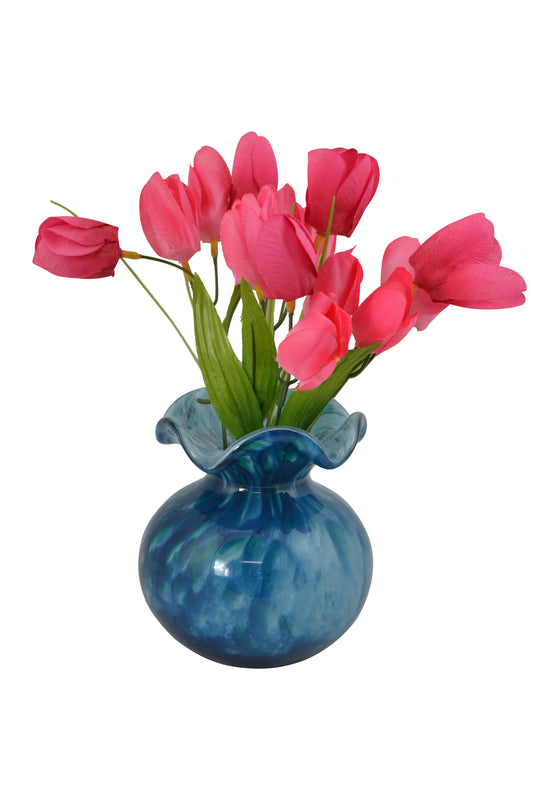 AQUA BLUE GLASS VASE