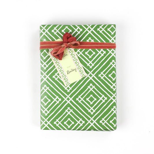 White and Green Lattice Gift Wrapping Paper