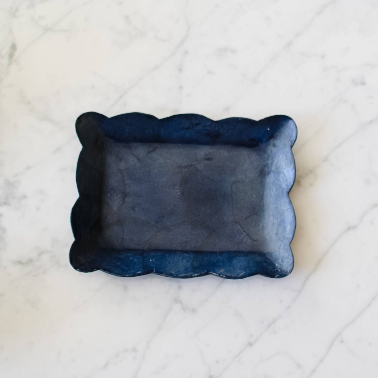 Capiz Mini Rectangular Tray w/Scalloped Edge (Blue)