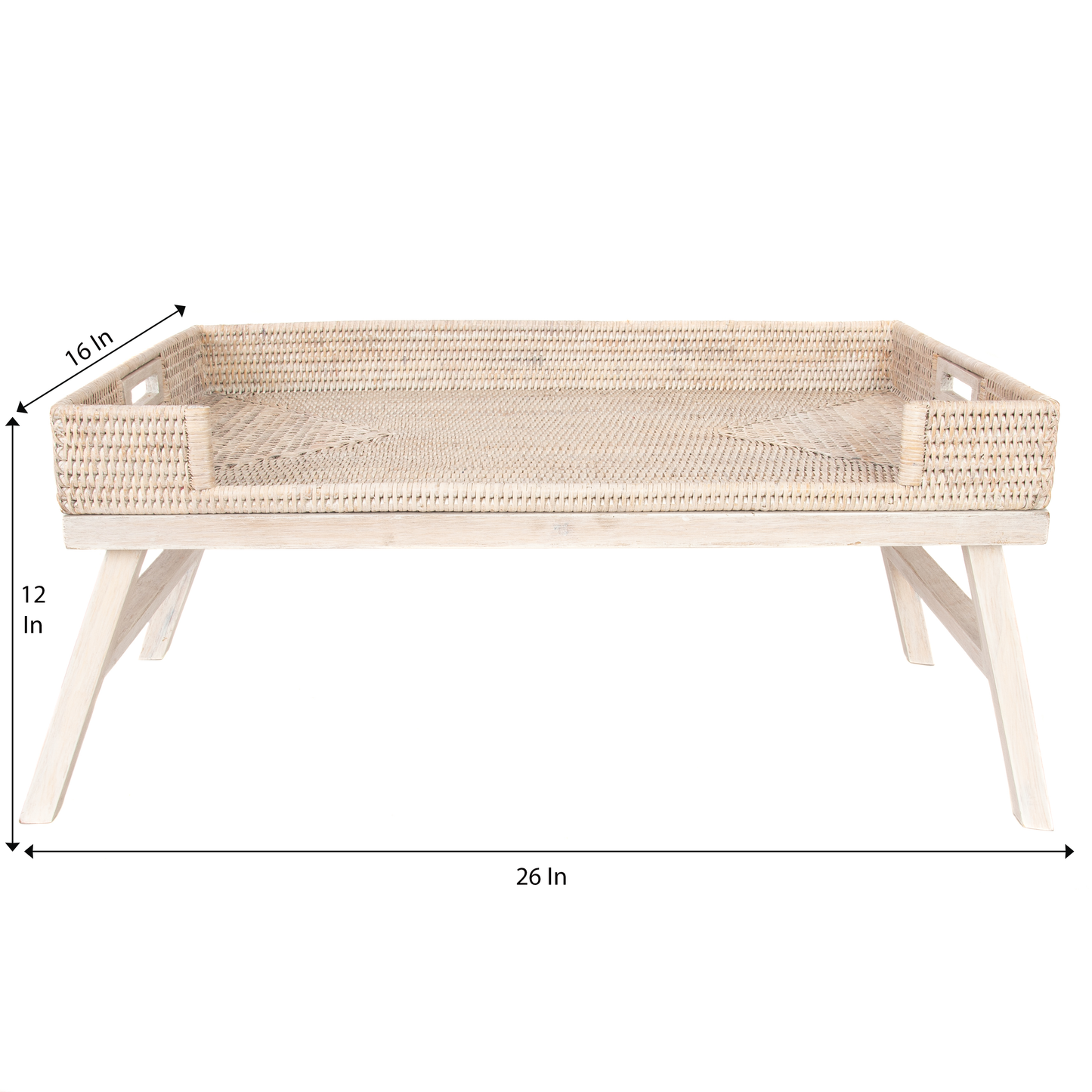 Artifacts Rattan™ Breakfast Tray & Table: White Wash
