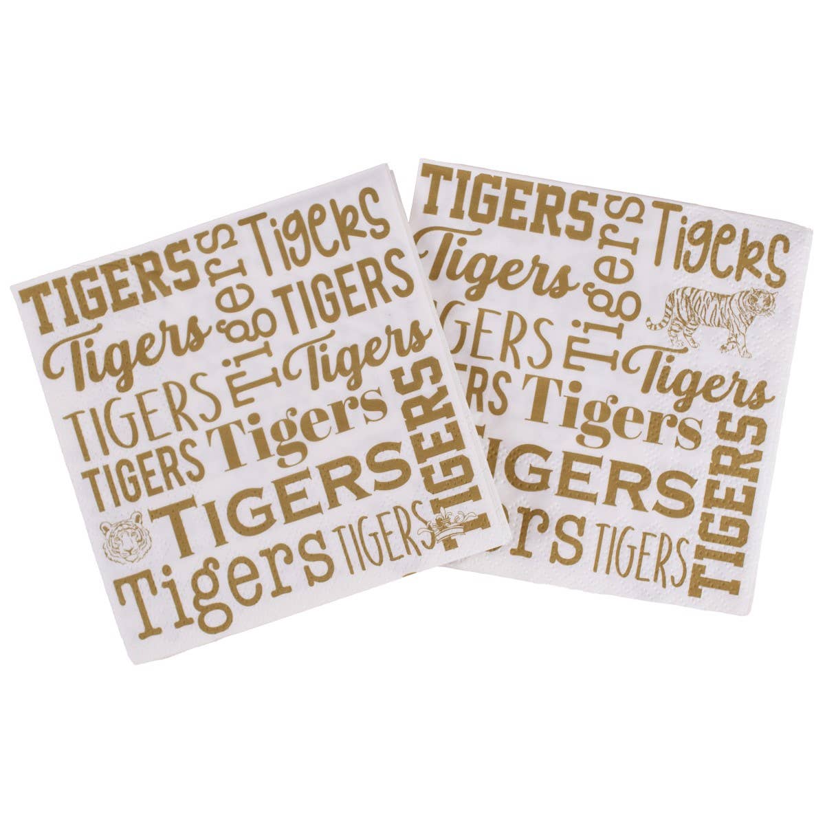 Tigers Cocktail Napkins White/Light Gold 5x5