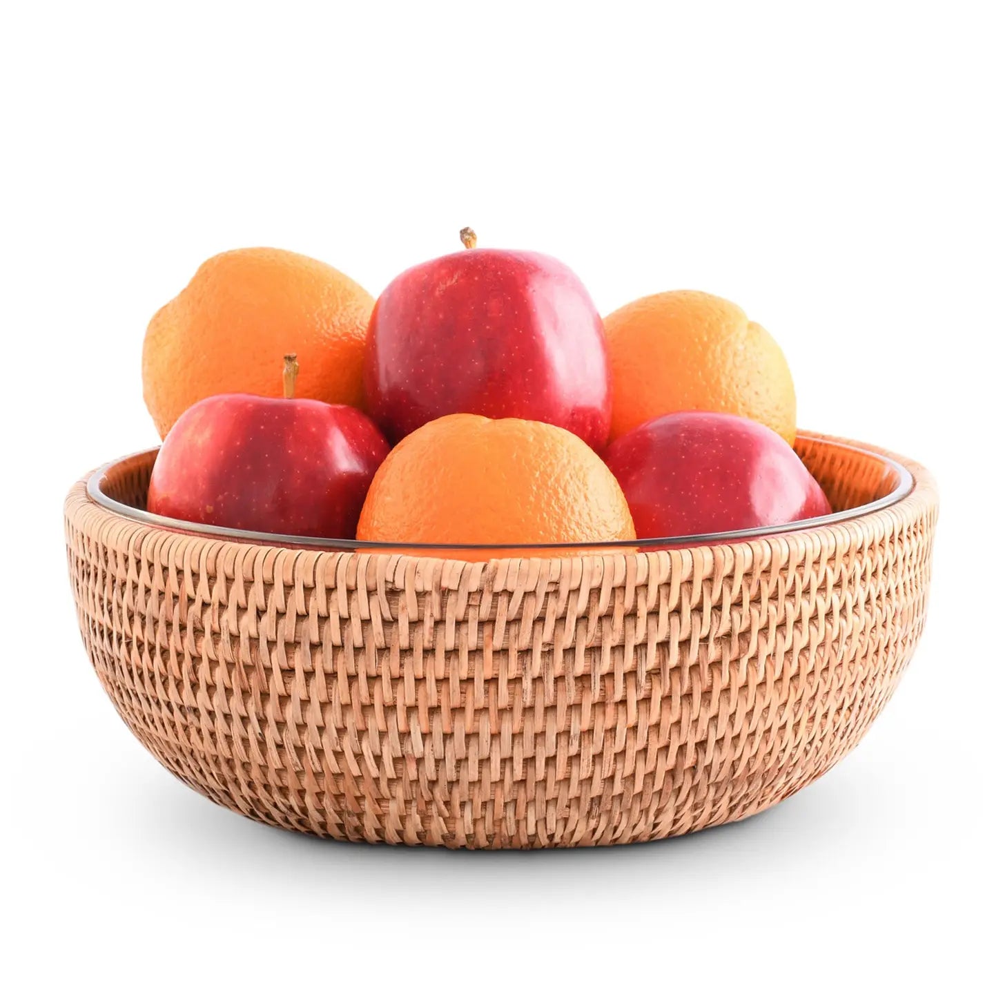 Hand Woven Serving Bowl Rattan with Glass Bowl