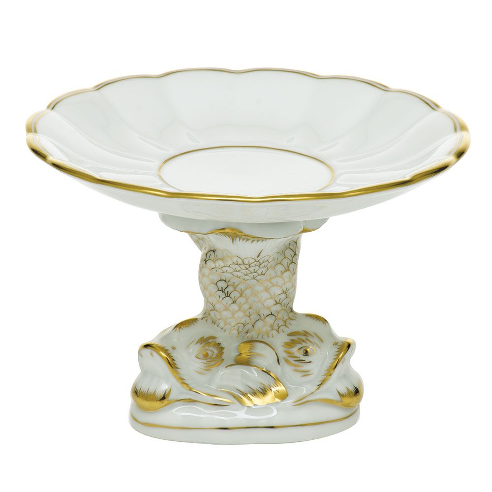 Herend Golden Edge Shell with Dolphin Stand