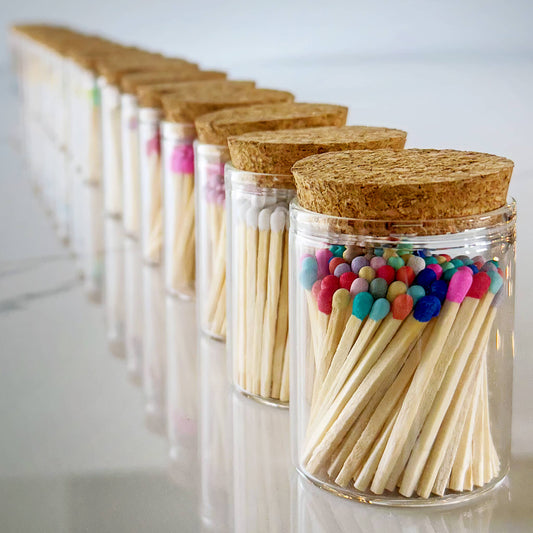 2" Matches in Cork Top Jar - Colors of Your Choice: Rainbow