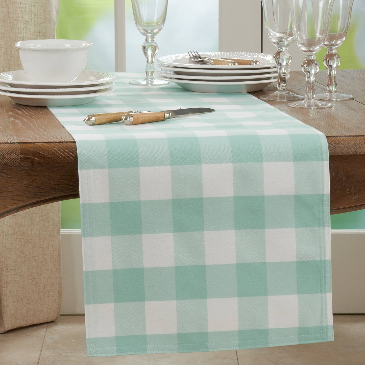 Buffalo Plaid Runner: Green / 16"x90"