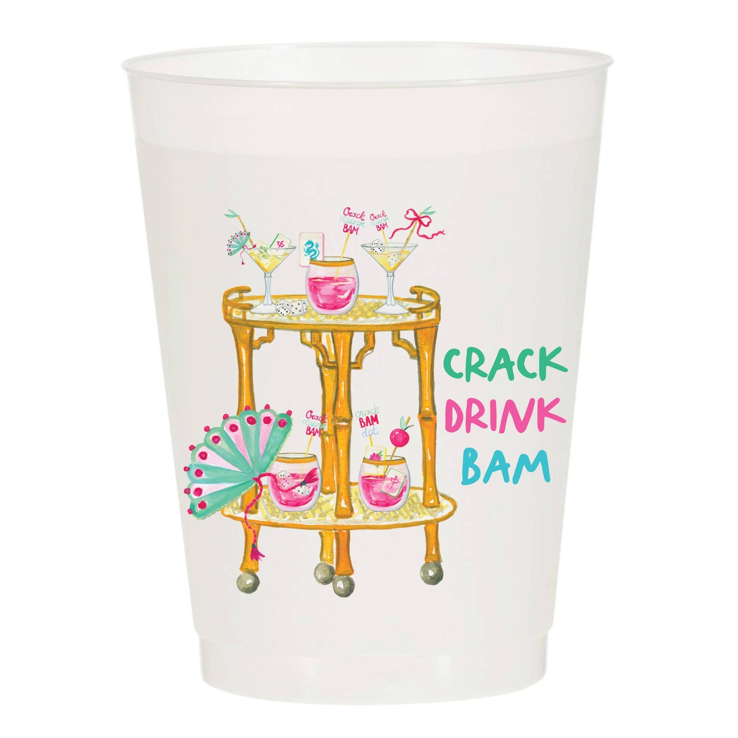 Crack Drink Bam Frosted Cups - Mahjong: Pack of 10