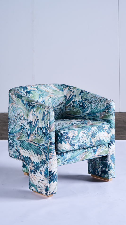 3-Leg Dining Chair - Green Marble: SOLD AS A PAIR