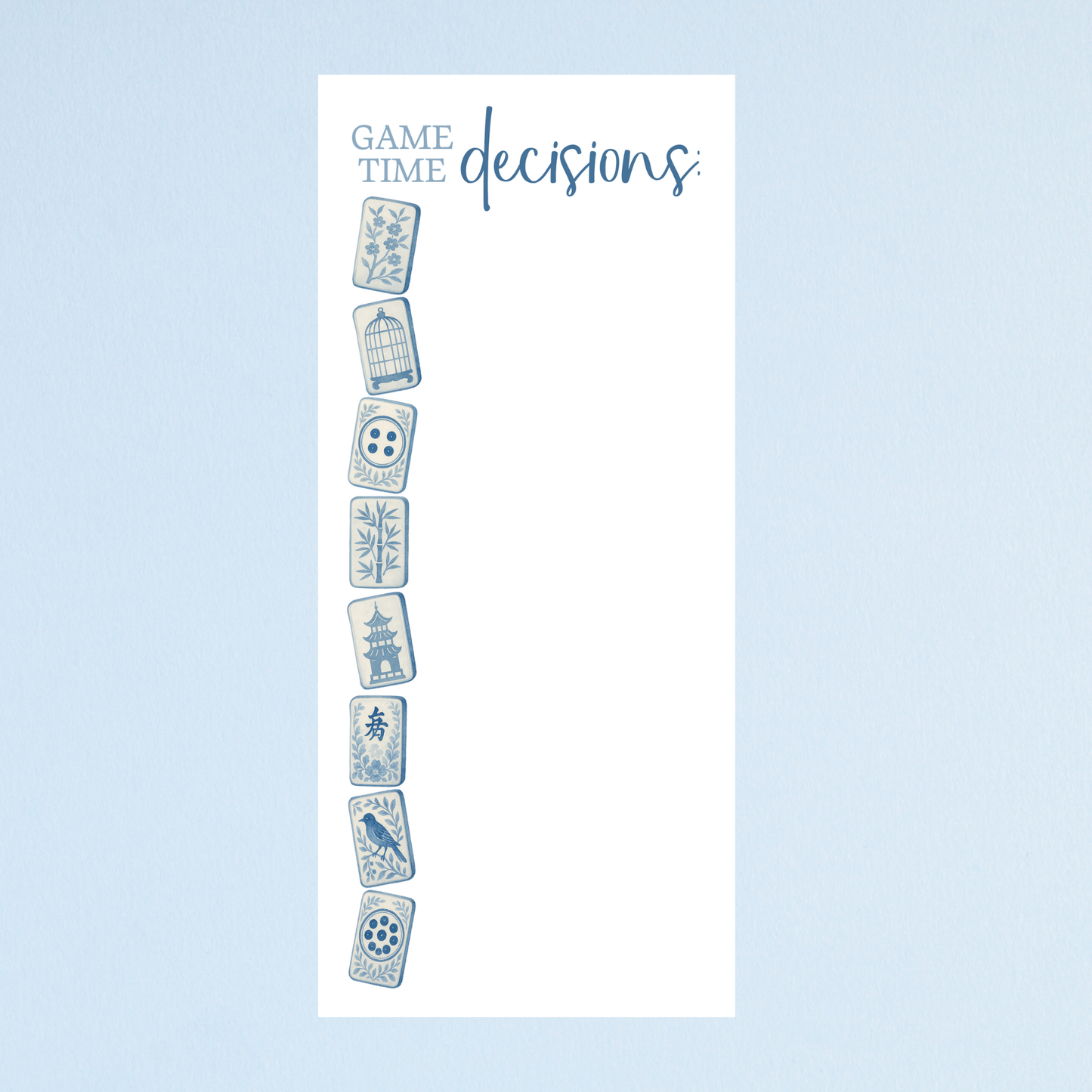 Watercolor Chinoiserie Mahjong Tile Rectangle Notepad : Things To Do Before Mahjong