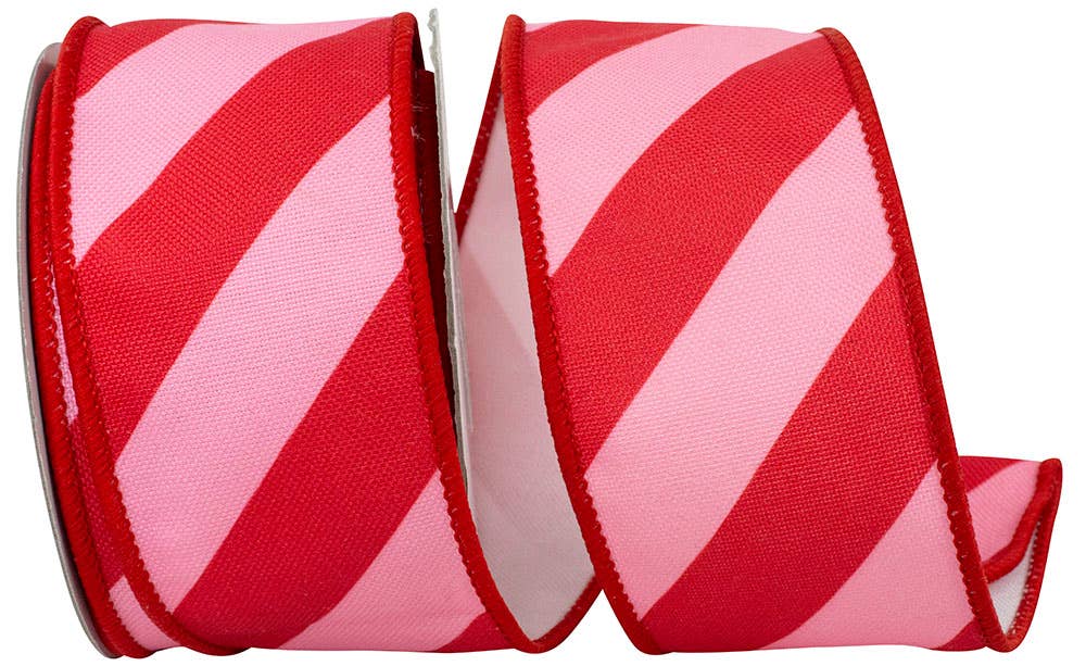 Diagonal Stripe Jumbo Bright Canvas Wired Edge, Pink/red 1