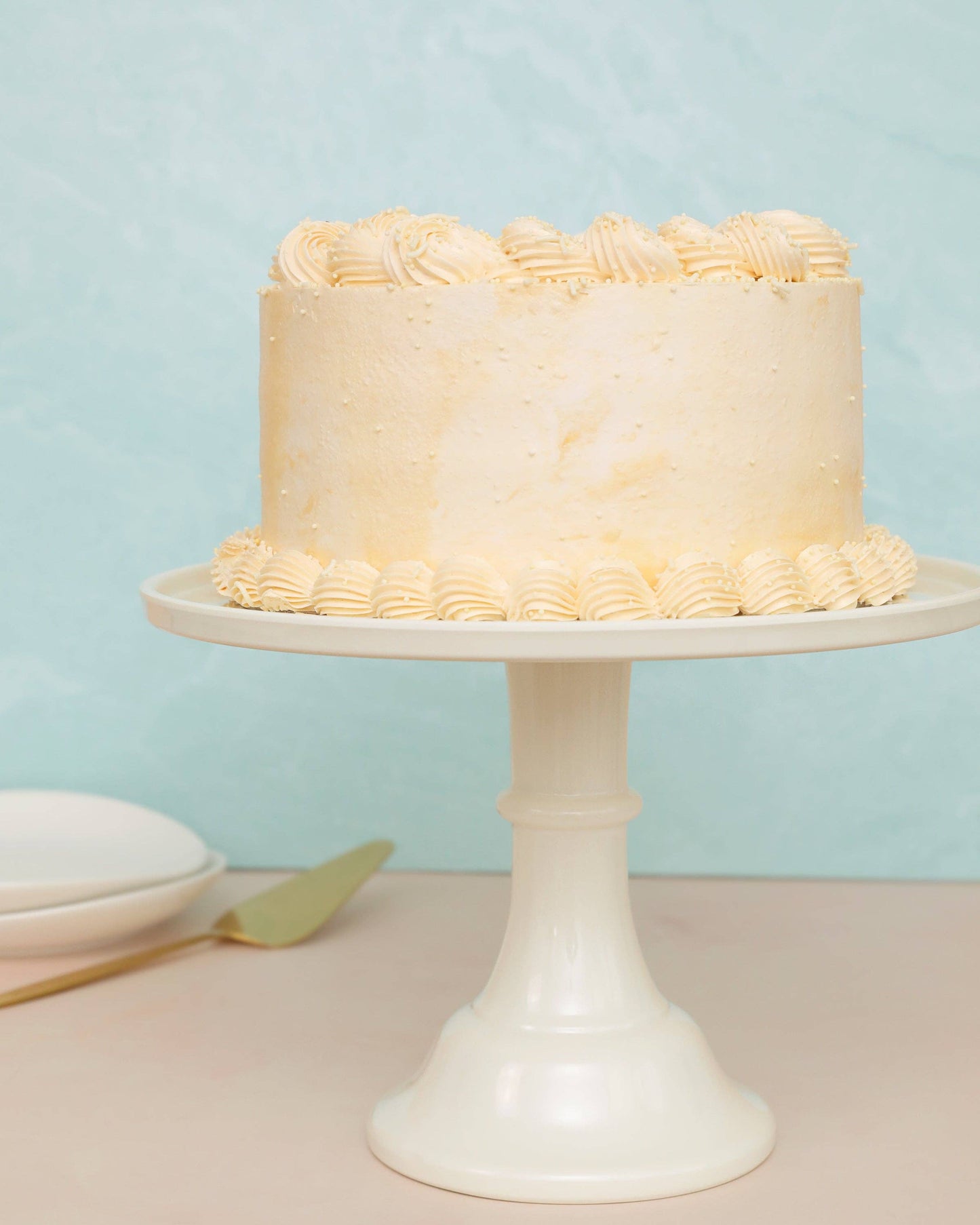 Melamine Cake Stand Large- Linen White 11.5 inch