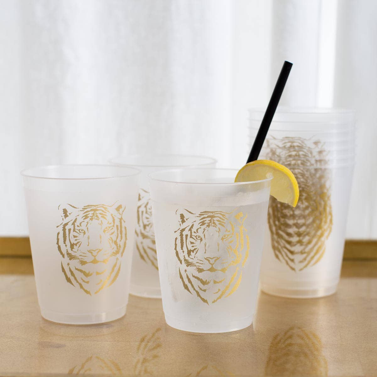 Easy Tiger Party Cups Frosted/Gold 16oz Set of 10