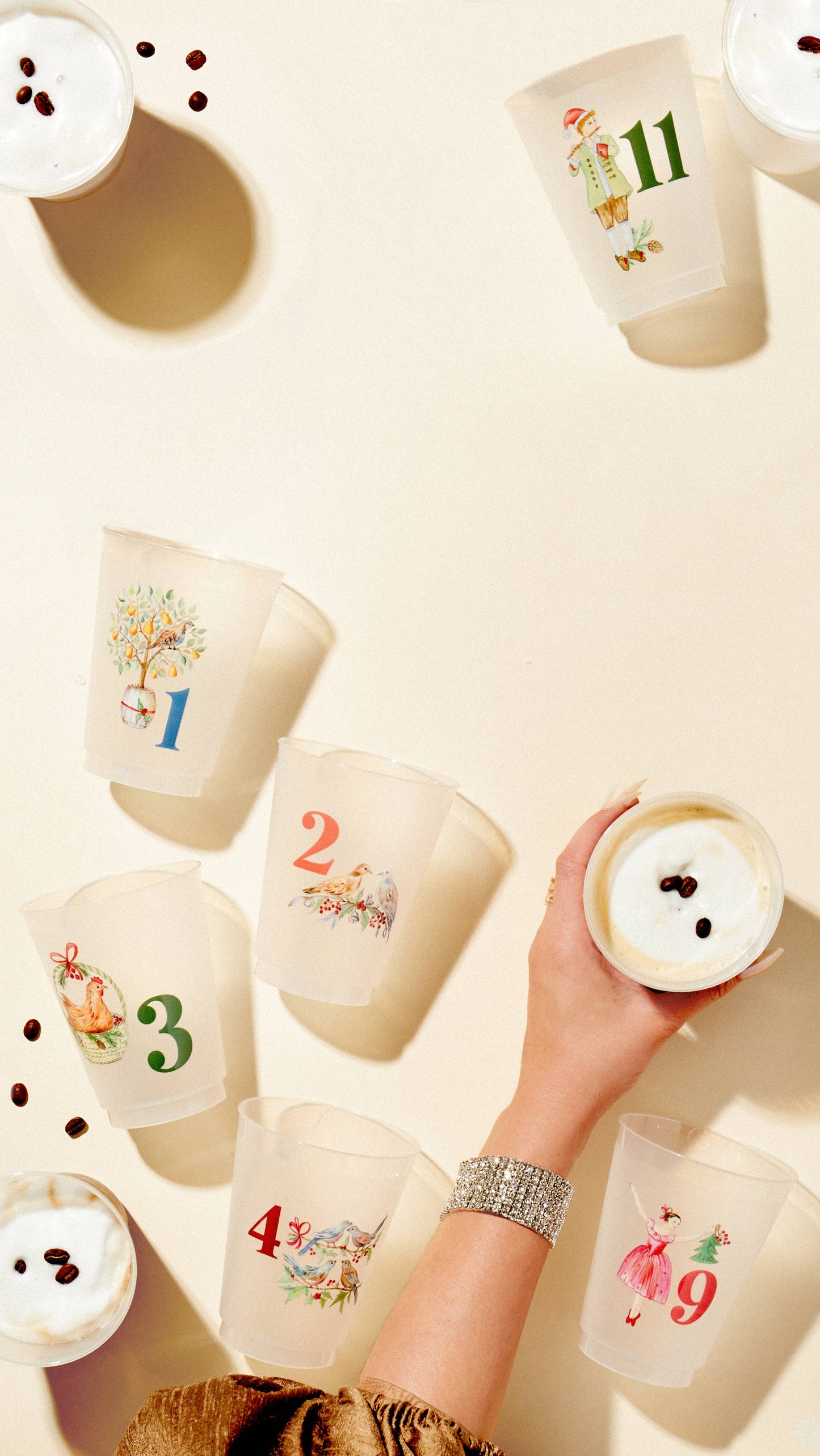 12 Days of Christmas Frosted Cups / 12 Cups - Christmas