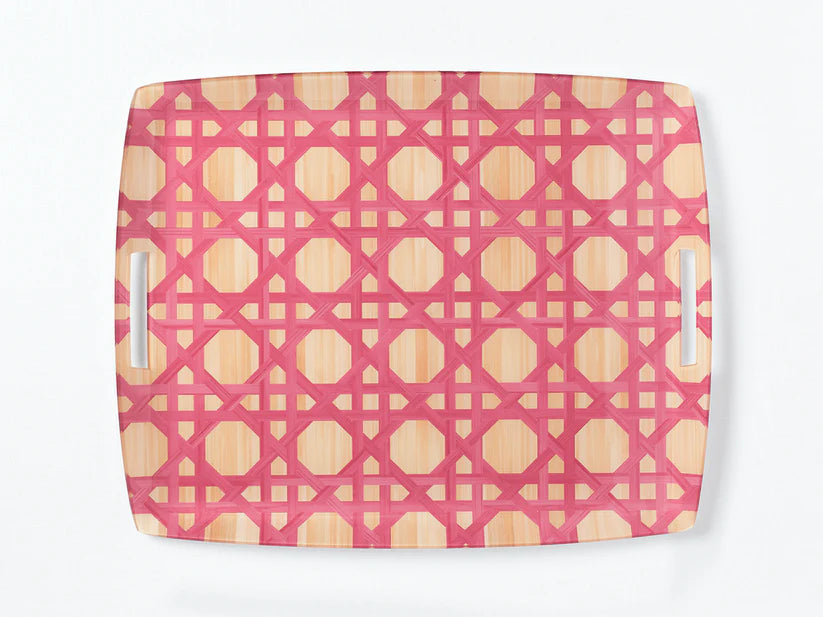 Hestia Pink Bamboo Acrylic Tray with handles